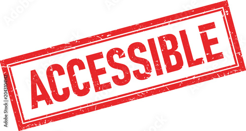 фотографія Grunge red rubber stamp with the word ACCESSIBLE in a distressed ink mark style