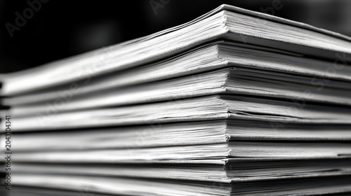 A tall stack of open books with many pages showing a detailed texture, representing knowledge and learning.