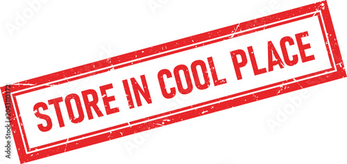 Картината върху платно Red distressed rubber stamp impression conveying store in cool place text in whi