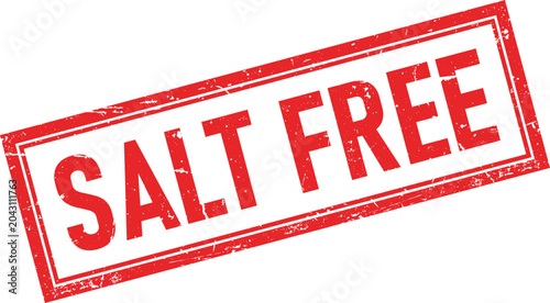 Fotografía Red grunge rubber stamp impression with the words SALT FREE indicating absence o