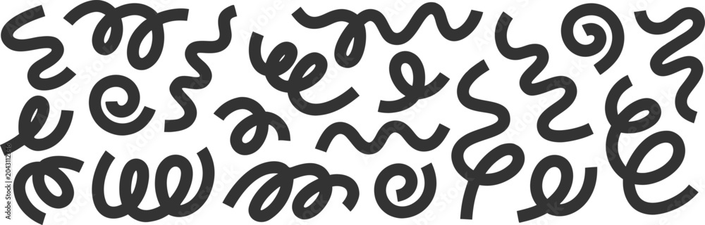 Fototapeta premium Abstract black scribble pattern with playful squiggle lines and hand drawn doodle texture. Creative seamless style background for branding, packaging and modern layouts. Clean vector design 