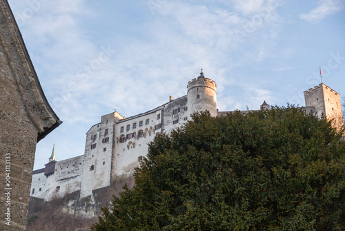 View of Hohensalzburg Fortress or Festung Hohensalzburg in Salzburg, Austria