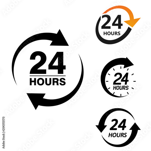 Foto Hours Service Icon Silhouette Collection Isolated on White Background