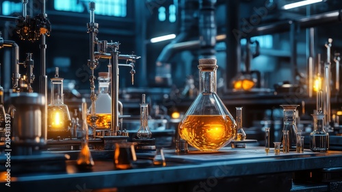 Sophisticated Chemical Processing Equipment in a Bright Industrial Laboratory Setting