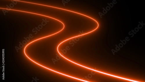 Abstract Glowing Orange Neon Curved Light Trail Background with Futuristic Energy Flow and Dynamic Motion Design