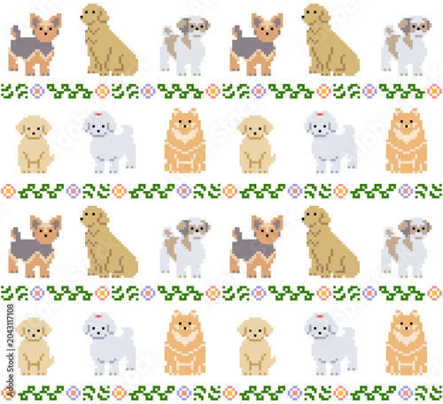 かわいい犬のシームレスパターン　ホワイト