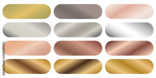 Schilderij op canvas Collection of gold silver bronze and rose gold gradient texture background vecto