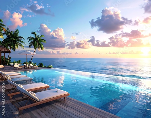 A serene infinity pool overlooking the ocean at sunset (183)