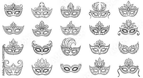 Fotografie Collection of various masquerade masks.
