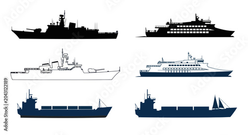 Foto Collection of Various Ship Silhouettes.
