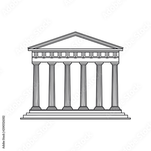 Illustration of a Classic Ancient Greek Temple Building