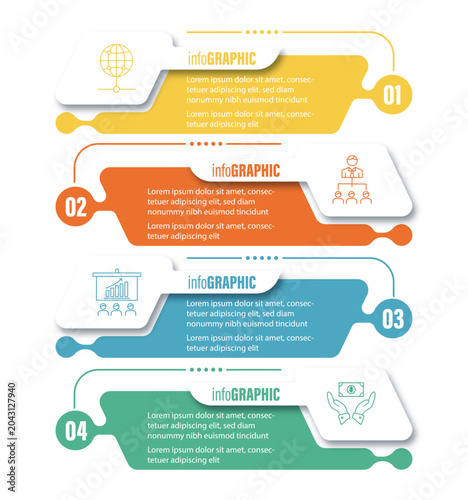 Foto Colorful Folded Paper Banner Business Infographic Template