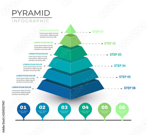 Foto 3D Green Pyramid Hierarchy Business Infographic Template