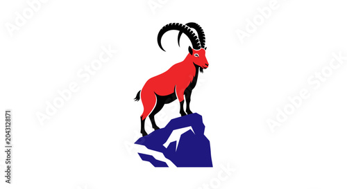 Quadro em tela Red Goat on a Rock Formation.