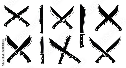 Fotografie Collection of various sharp knives.