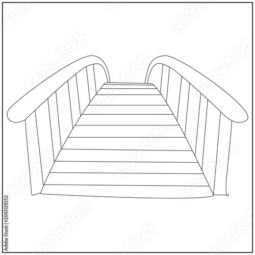 Wooden Bridge Line Art
