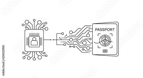 Digital security, online authentication, passport verification, cybersecurity concept
