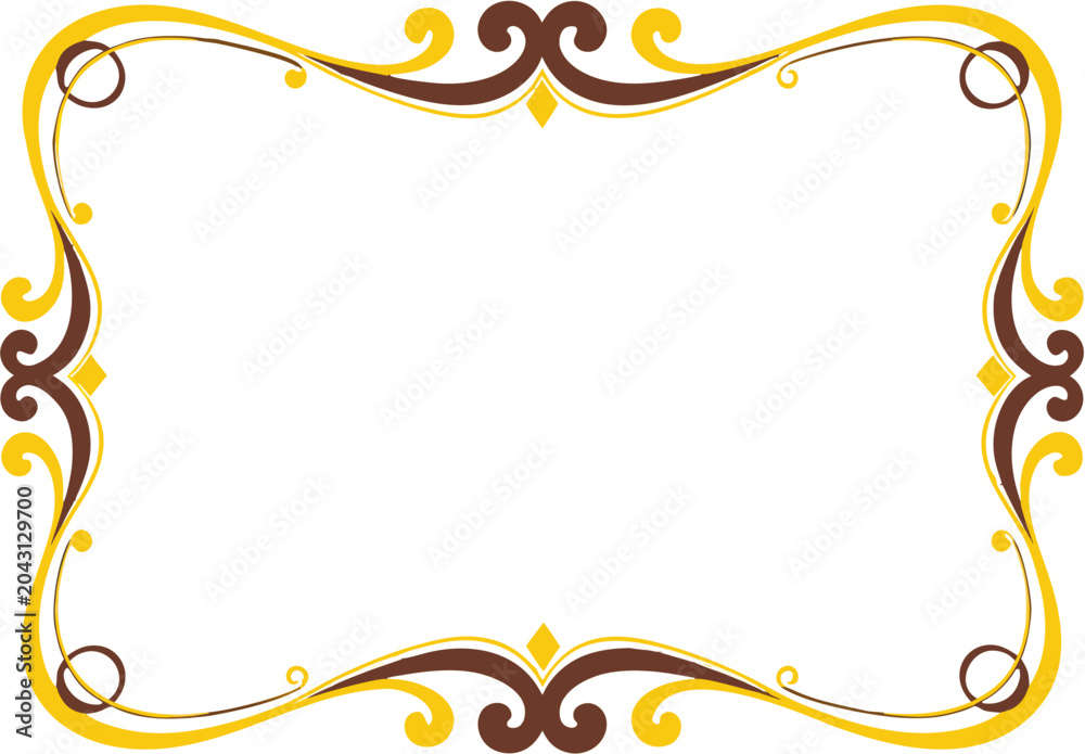 Fototapeta premium Ornate gold and brown scrollwork frame.