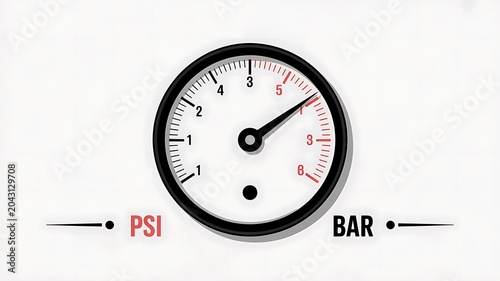 Pressure gauge dial, industrial PSI BAR measurement tool, industrial equipment, pressure indicator