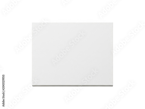 Minimalist white canvas board with clean edges against a neutral backdrop.