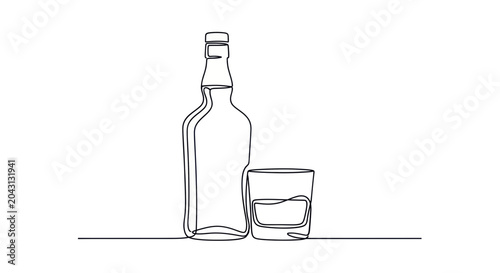 Принти на полотні Bottle and glass of liquor.