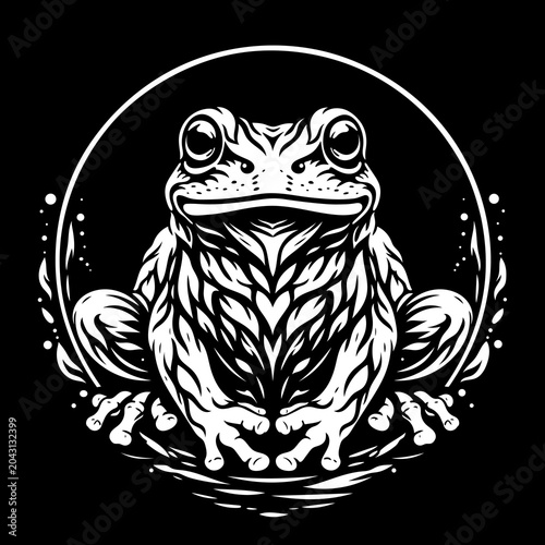 Tribal Frosch in ornamentaler Linienkunst als Vektor Illustration