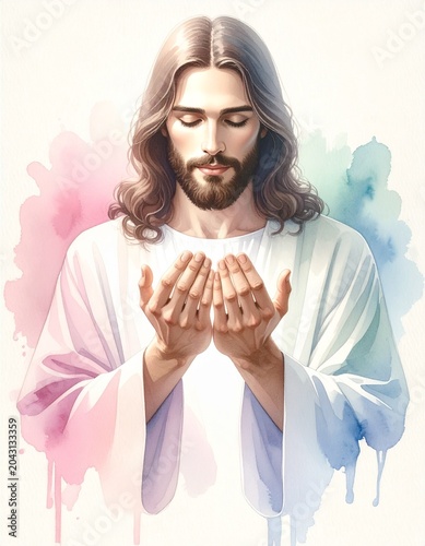 watercolour wash illustration of Jesus Christ 