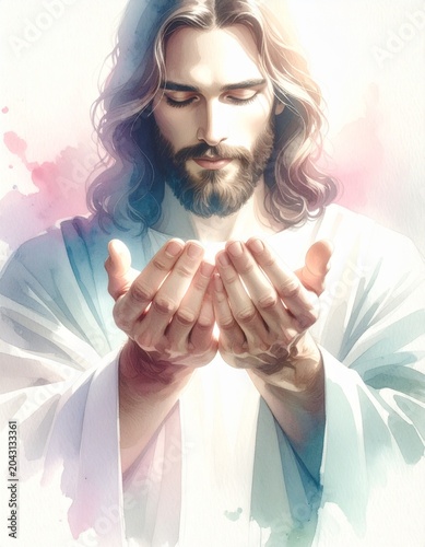 watercolour wash illustration of Jesus Christ 