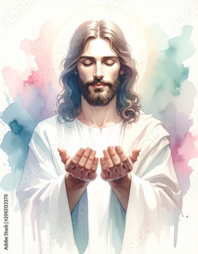 watercolour wash illustration of Jesus Christ 