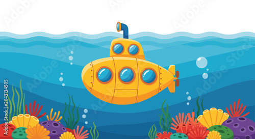 Foto Yellow Submarine Underwater Ocean Vehicle.