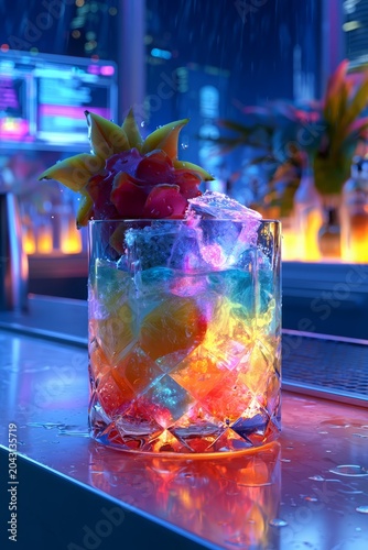 Тropical and summer alcoholic cocktails