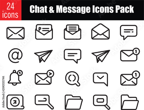 Chat Message Communication Outline Icons Vector Collection