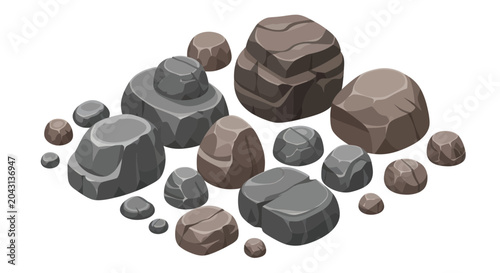 Tableau sur toile Collection of various sized rocks.
