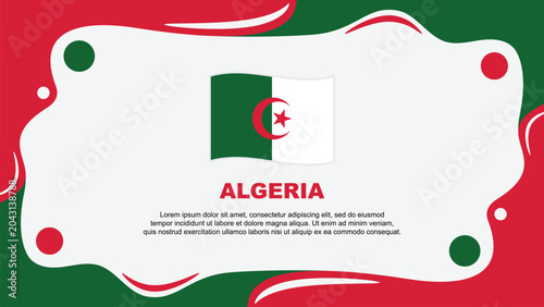 Algeria Flag Abstract Background Flat Design Template. Algeria Independence Day Banner Wallpaper Vector Illustration. Algeria Cartoon