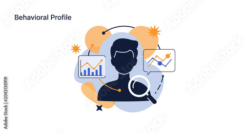 Behavioral Profile Analysis, User Data Research, Magnifying Glass Focus
