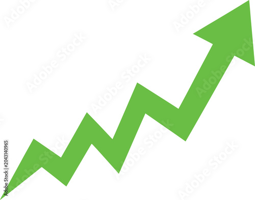 Tableau sur toile Green arrow going up showing business growth and success