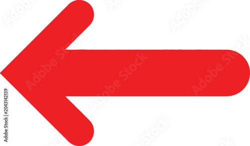 Tableau sur toile Simple bright red arrow pointing to the left on a clean solid background