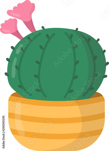 Round Cactus in a Yellow Pot