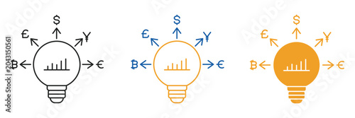Photos Currency Exchange Financial Analytics Idea Icon Vector Set