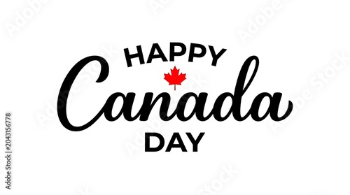 Happy canada day celebration greeting with maple leaf