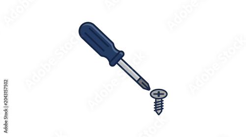 Vászonkép Screwdriver and Screw Tool for Repair and Construction.