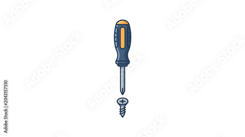 Tableau sur toile Screwdriver and Screw Tool for Repair and Construction.