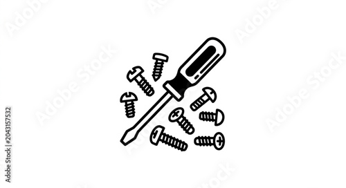 Canvastavla Screwdriver and screws illustration for DIY and repair projects.