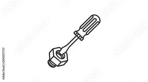 Obraz na plátně Screwdriver tightening a nut illustration.