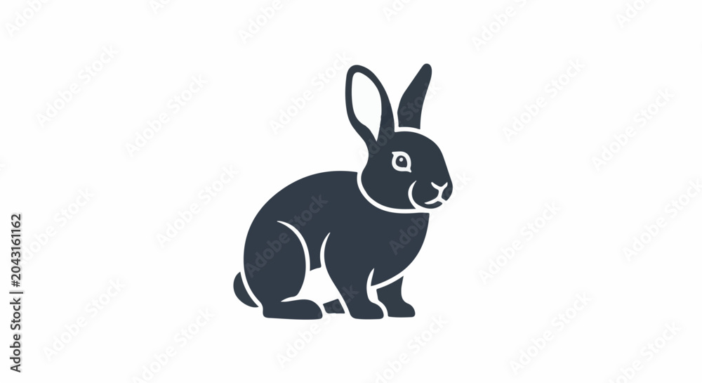 Fototapeta premium Stylized dark blue rabbit illustration on a white background