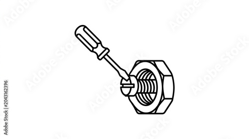 Slika na platnu Screwdriver turning a nut illustration.