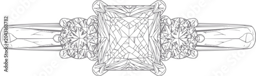 Foto Princess cut diamond engagement ring line