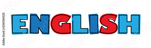 ENGLISH colorful typography banner on transparent background
