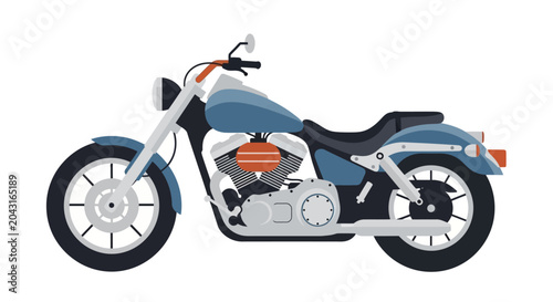 Foto A stylized illustration of a blue cruiser motorcycle with chrome accents