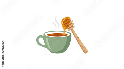 Quadro em tela Honey in a cup of coffee.